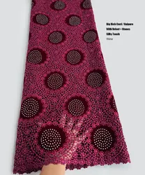 Big Velvet Cord Lace African Rich Guipure Fabric with Stones, Soft Sheer Cotton, Original Nigerian Cupion Occasions Wear
