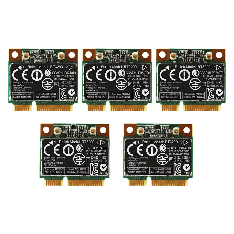 5PCS 150Mbps 2.4Ghz RT3290 802.11B/G Wireless Wlan Card WIFI + Bluetooth BT 4.0 Half Mini PCI-E Card for CQ58