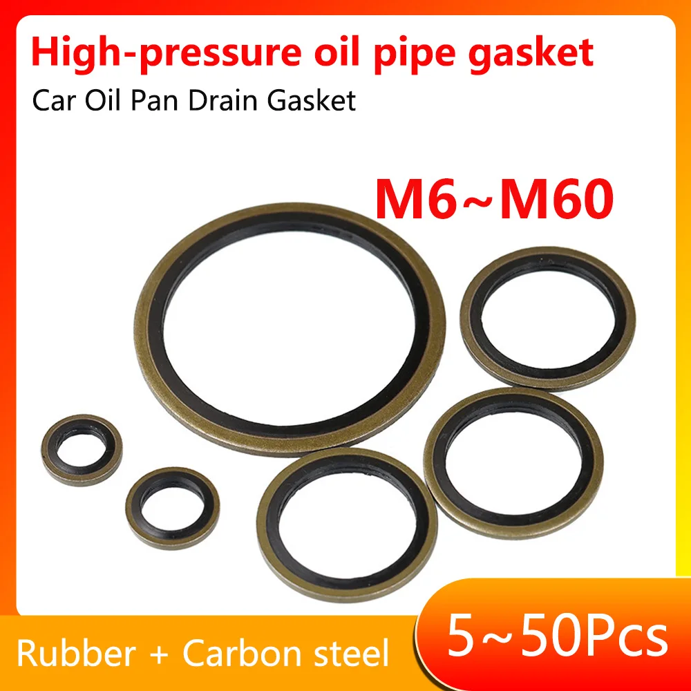 High-pressure Oil Pipe Gasket Car Oil Pan Drain Gasket Drainage Bolt Pad Rubber Oil Drain Plug Gasket Replaceable Washer Seal