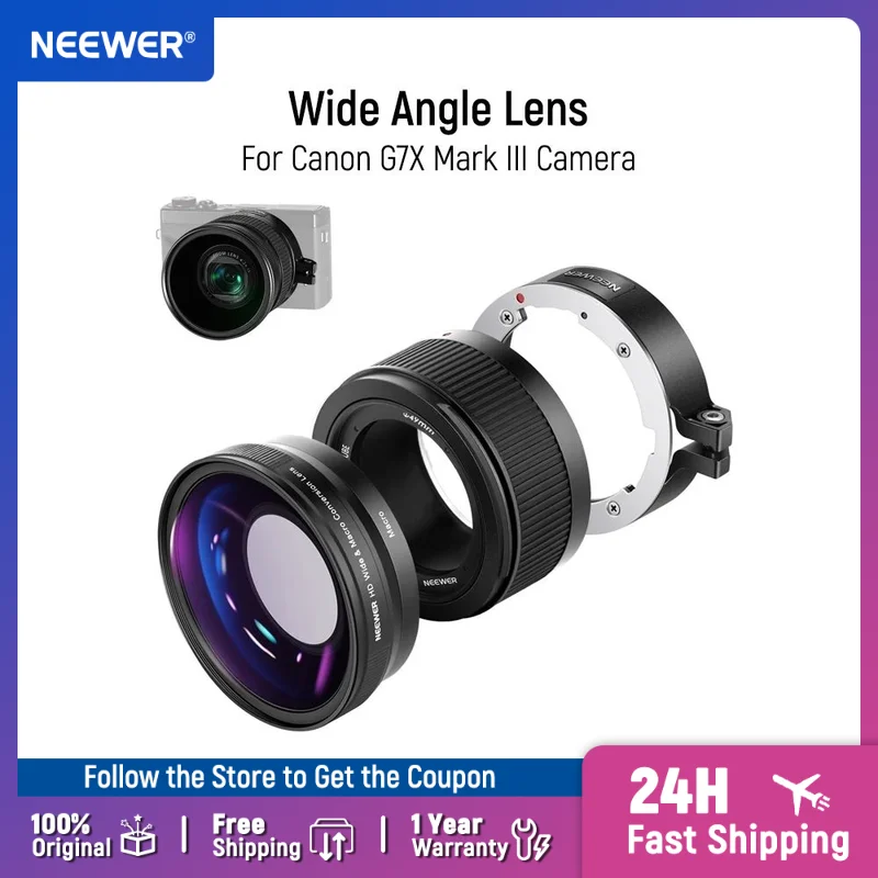 

NEEWER Wide Angle Lens 2 in 1 18mm HD Wide Angle & 10x Macro Additional Lens with Extension Tube for Canon G7X Mark III Camera
