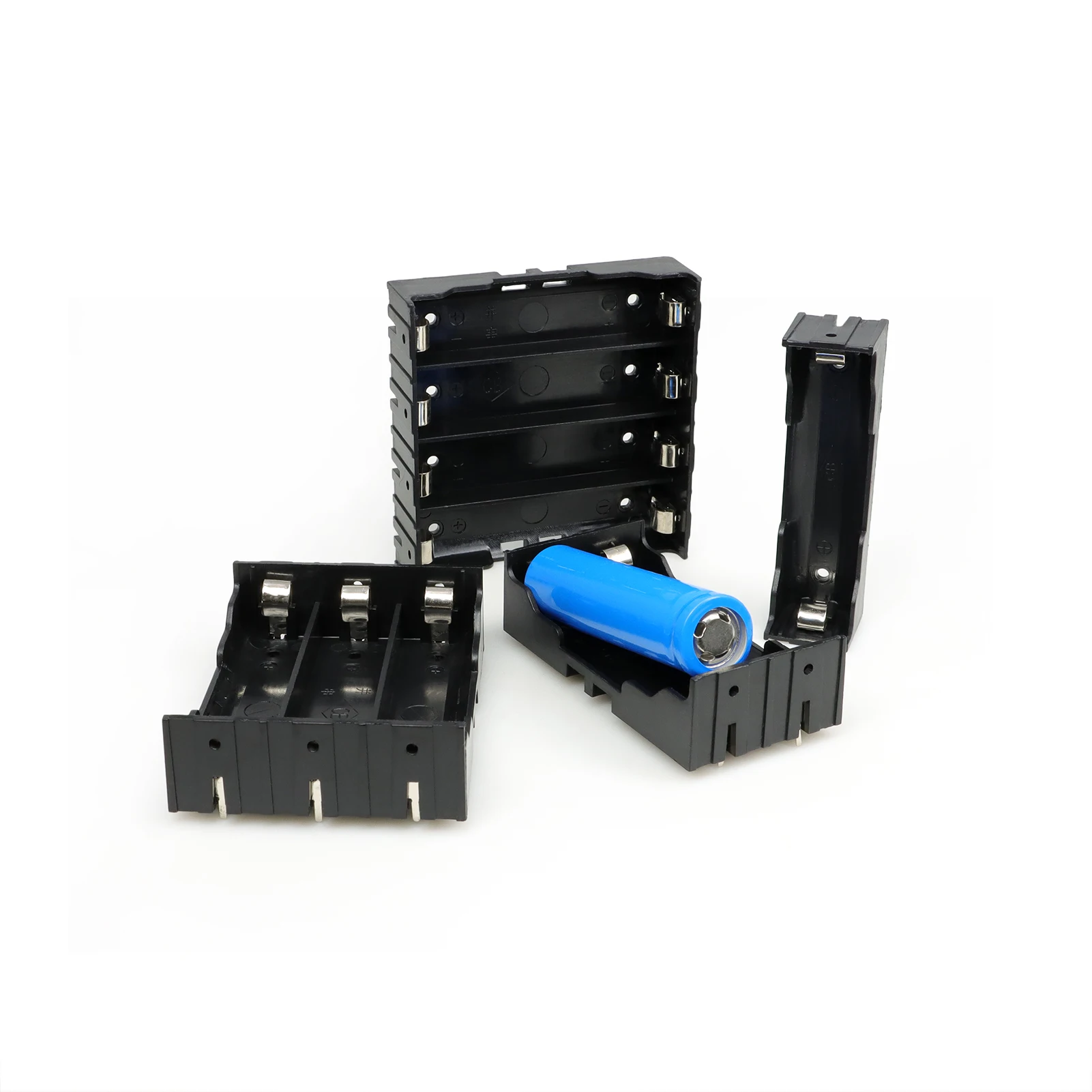 DIY ABS 18650 Power Bank Case, 1/2/3/4 Slots 18650 Battery Holder Storage Box Hard Pin Battery Container