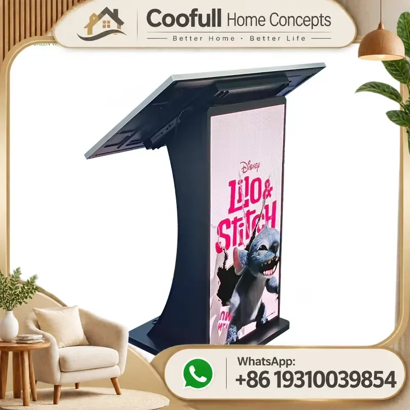 LED Touch Screen Podium Digital Conference Lectern With Secondary Display For Business Events Presentation Meeting