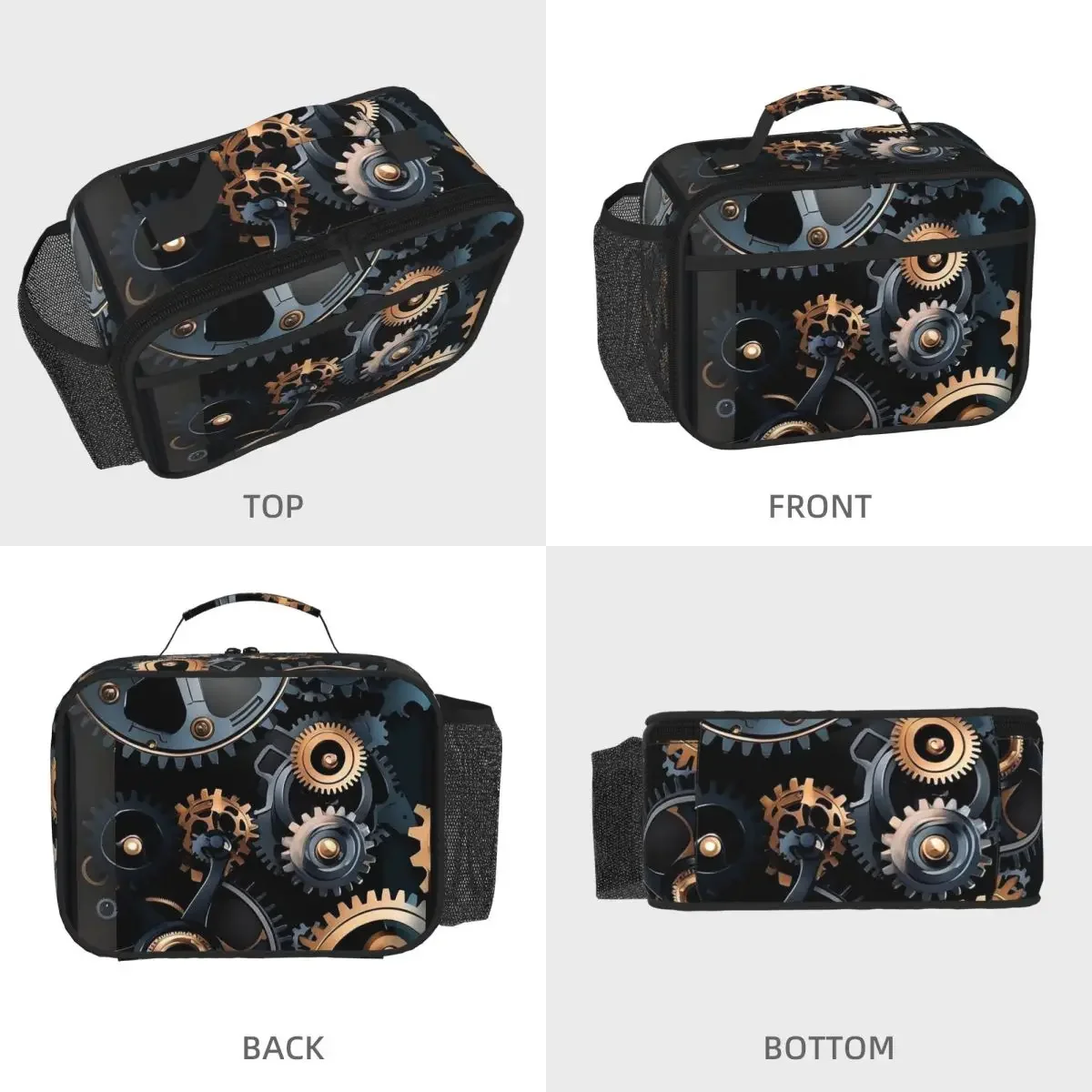 Mechanical Machine Gears Steampunk Style Insulated Lunch Bag for Women Kids Leakproof Food Boxes Thermal Lunch Box Tote