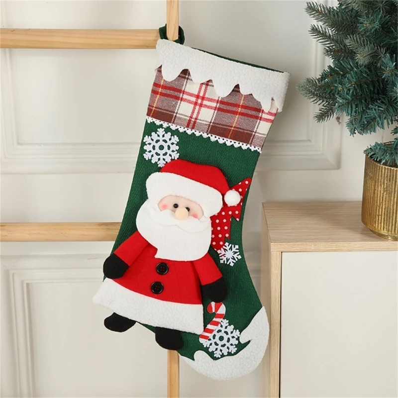 KX4B 19inch Large Socks Gift Bag Hanging Christmas Tree Ornaments Christmas Stockings