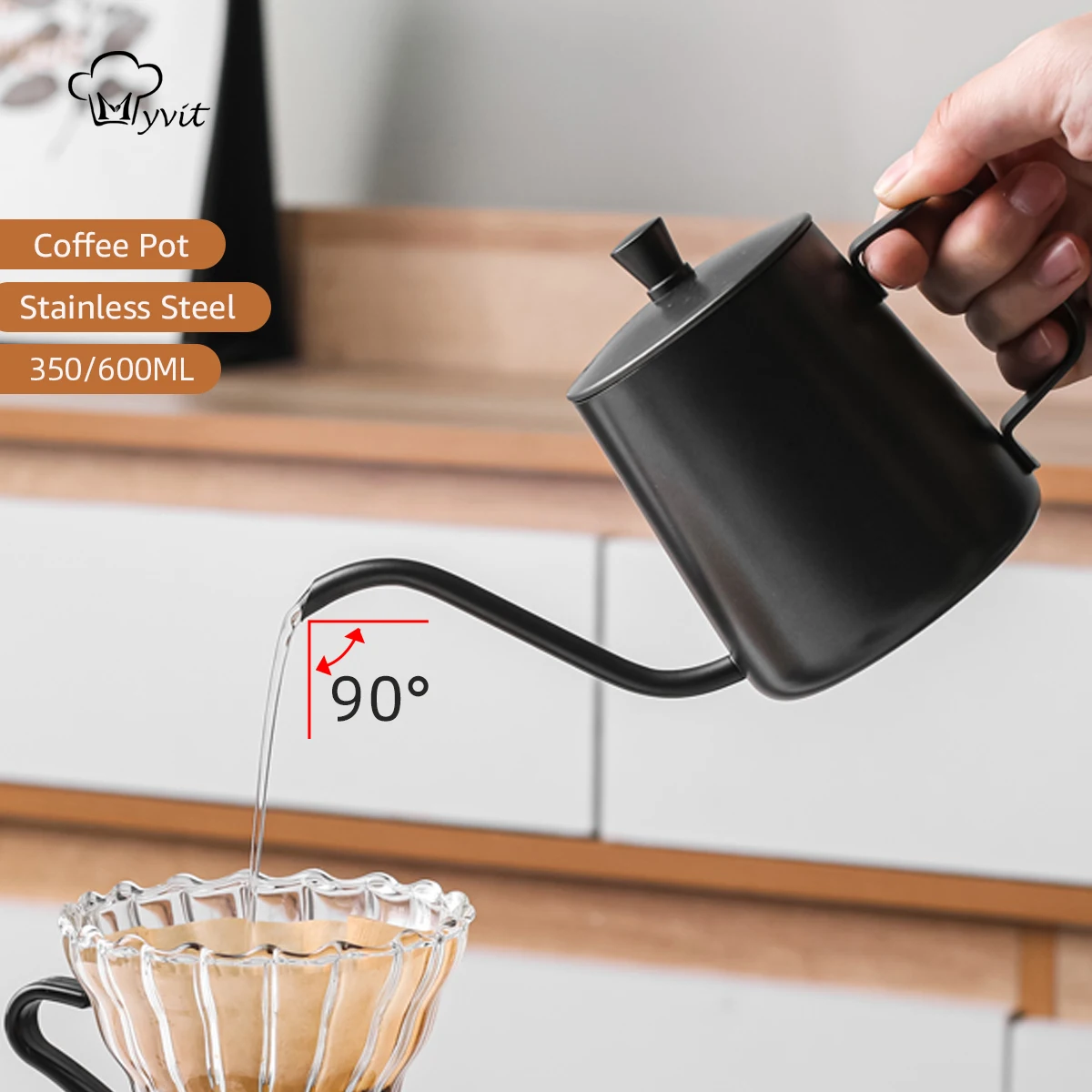 

Drip Kettle 350ml 600ml Coffee Pot Food Grade 304 Stainless Steel Thin Mouth Gooseneck Kettle Non-Stick Coffee Kettle Teapot