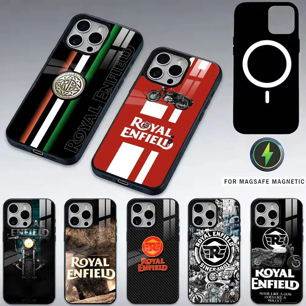 

R-ROYALS E-ENFIELDs Logo Phone Case For iPhone17,16,15,14,13,12,11 Plus,Pro Magnetic with Magsafe Wireless Charging