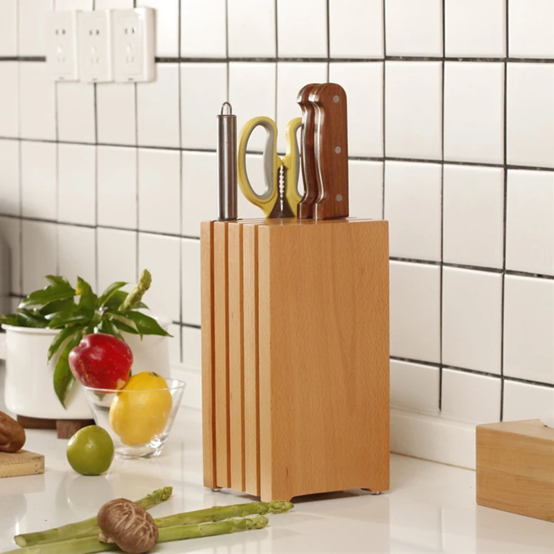 Beech wood knife holder Kitchen utensil rack Japanese minimalist