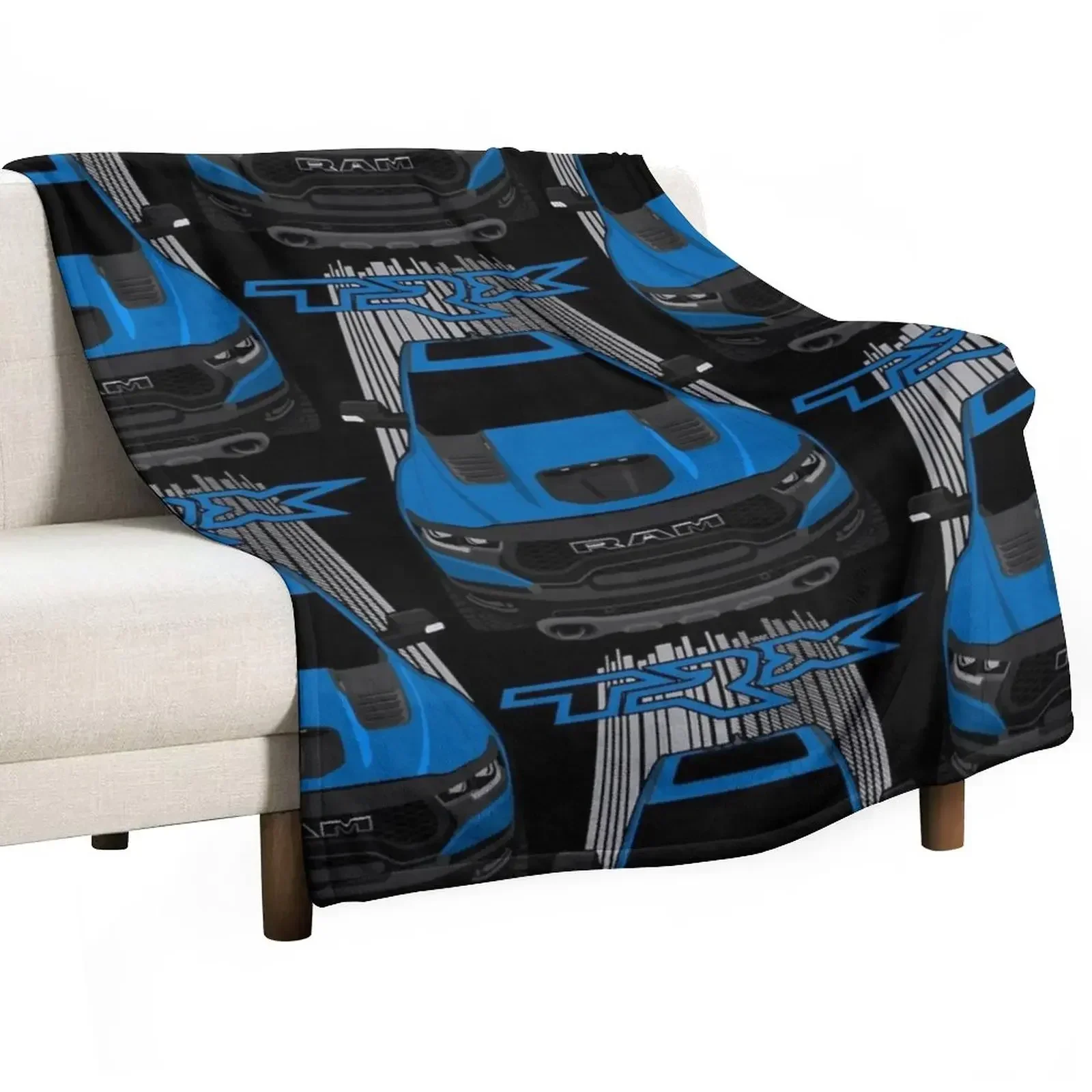 Ram 1500 TRX - Hydro Blue Throw Blanket For Decorative Sofa Sofa Blankets