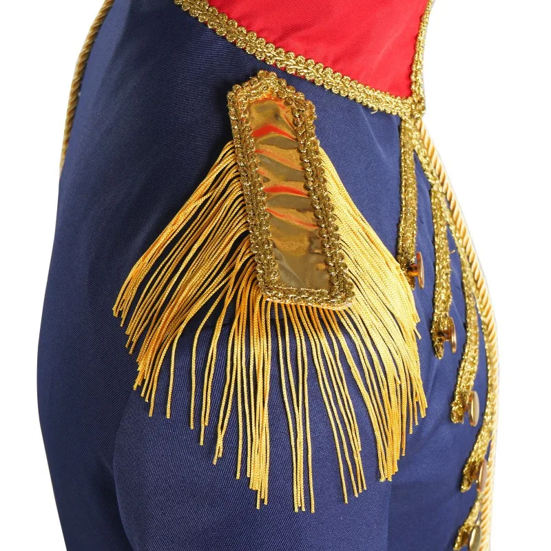Erwachsenen-Kostüm für Weihnachten und Halloween, Trompeten-Team, Königliche Ehrengarde, Party-Uniform, Outfit mit Quasten, Zirkus-Jacke, Oberteil – Detail 3