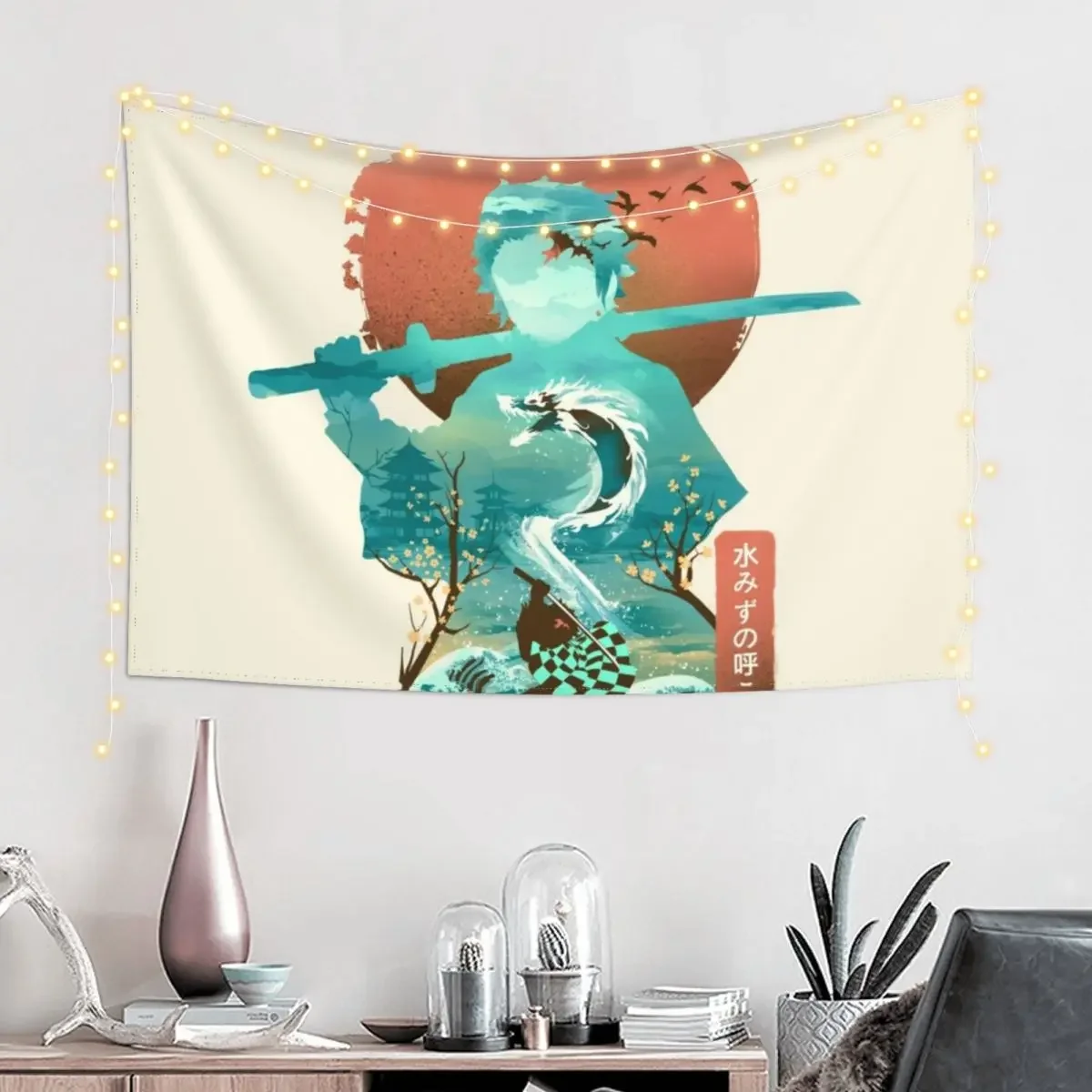 Ukiyo e Breath of Water Tapestry Decoration Bedroom Tapete For The Wall Bedrooms Decor Tapestry