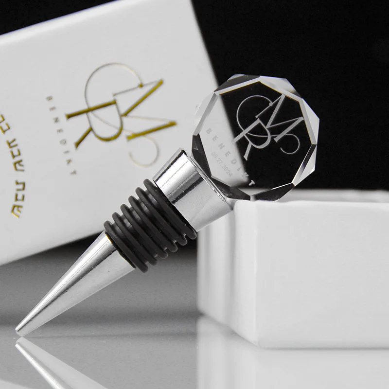 10pcs Clear Octagon Crystal Wine Bottle Stopper Reusable Leakproof Champagne Cork Wine Fresh Keeper Bar Decor Gift