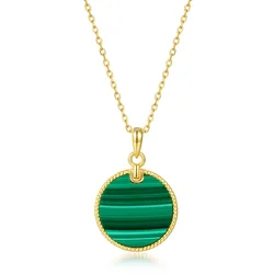ALLNOEL 100% 925 Silver Pendant For Women Natural Malachite Necklace Green Gemstone Gold Plated Vintage Anniversary Gift Jewelry