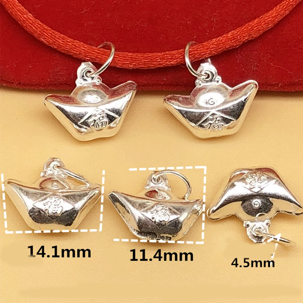 

2pcs Silver Ingot Hanging Pendants Diy Jewelry Accessories Handmade Pendant For Necklace Bracelet Keychain Decorative Charms