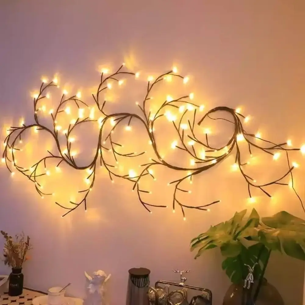 48/72/96 LED Vine Decorative Lights USB Powered Bendable Indoor String Lights 8 Lighting Mode Willow Vine Branch Lights