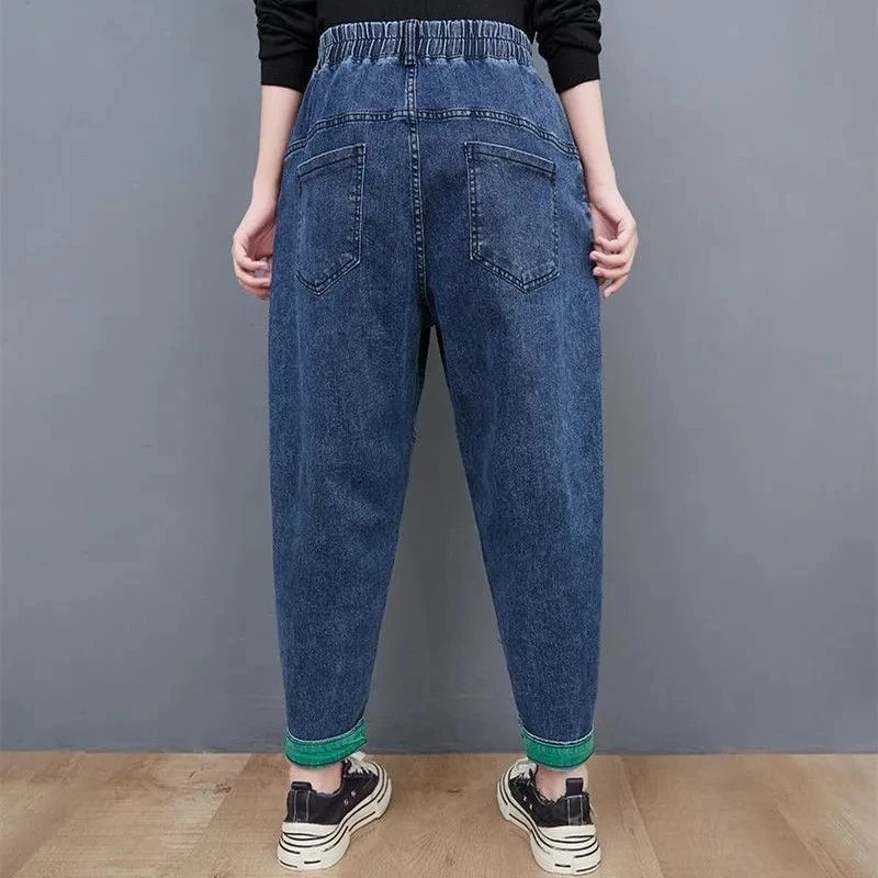 Baggy Oversized 95kg Ankle-length Harem Jeans Women Vintage Casual Denim Pants High Waist Pantalones Fashion Streetwear Vaqueros