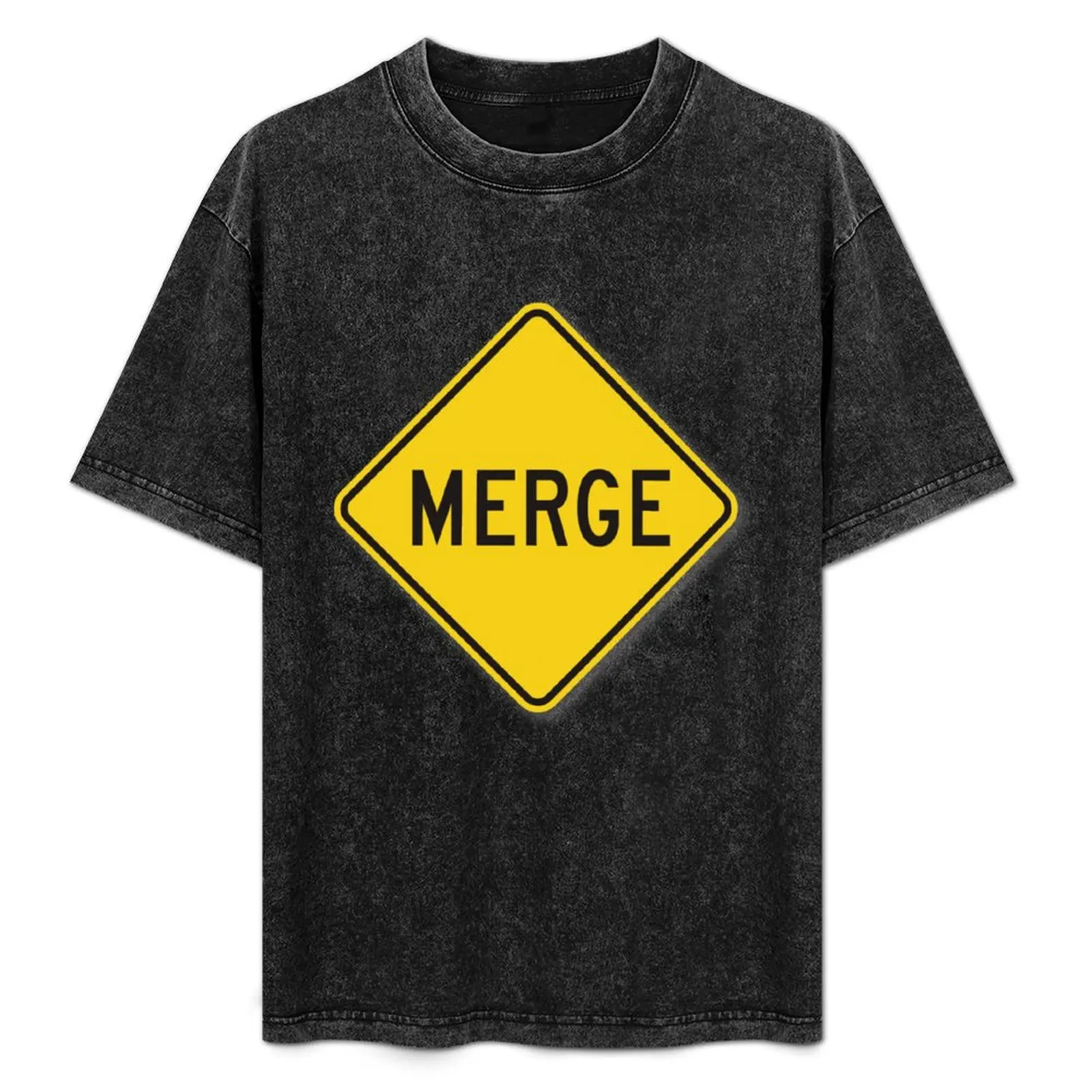 Merge Road Sign. T-Shirt graphic t shirt vintage summer tops shirts graphic tee men