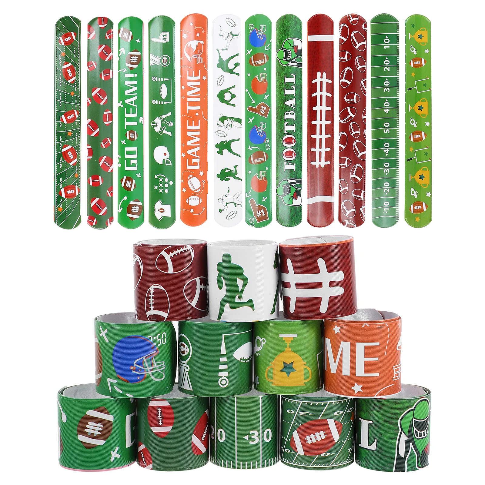 

24pcs Sports Slap Bracelets Lovely Wristbands for Kids Adults Party Gifts Rugby Football Smooth Texture Detailed Workmanship