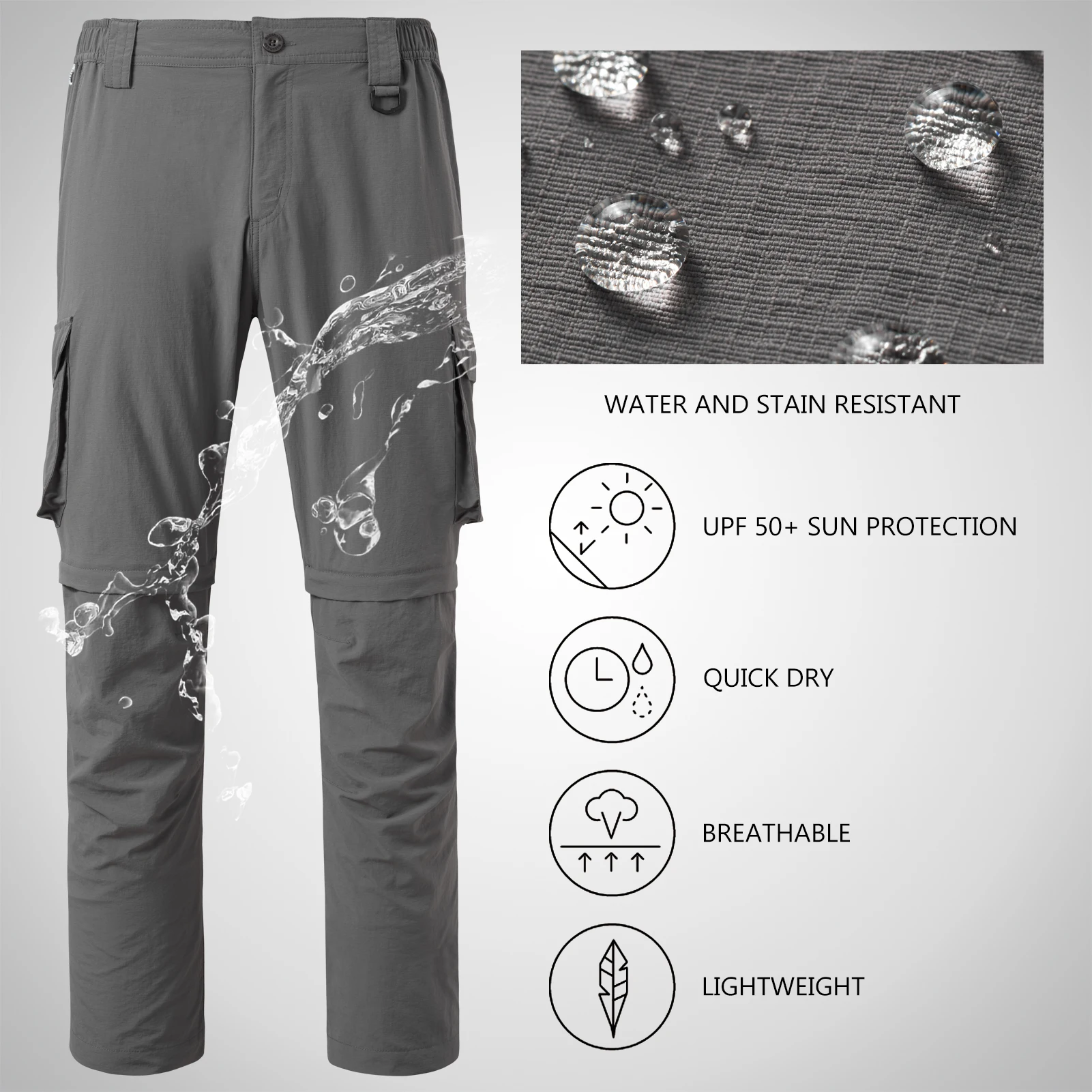 BASSDASH Summer Convertible Pants For Men Quick Dry Trousers Zip-Off Water Resistant Fishing Hunting UPF50+ SD1