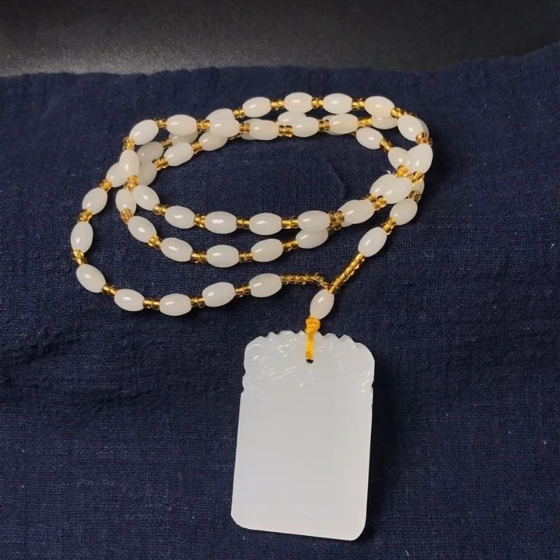 Sheep Fat White Jade Safety Pendant Can Be Worn By Both Men and Women with Jade Tags, Pendants, and Sculptors image 4