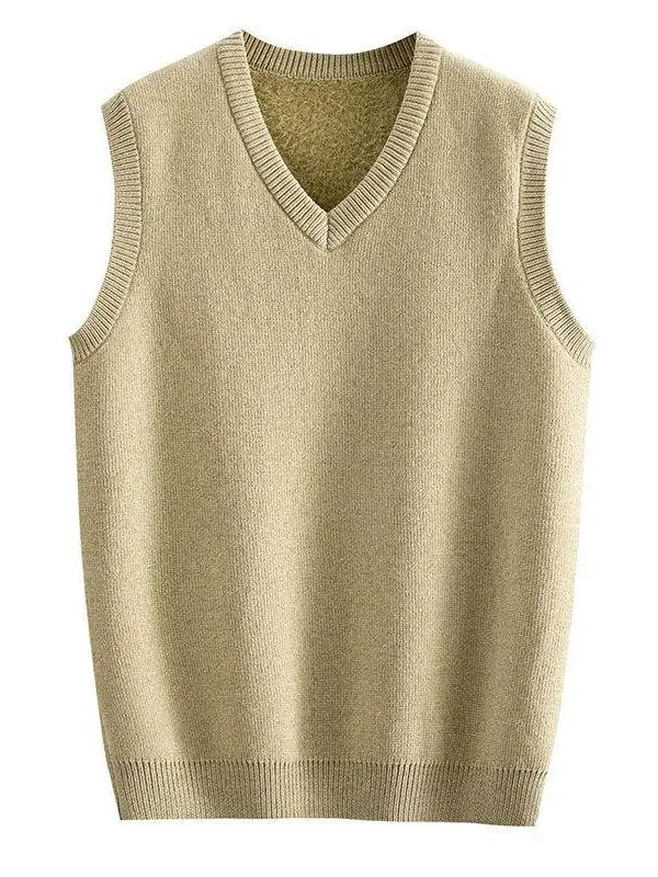 

Мужской цельный бархатный свитер на подкладке, жилет, повседневная теплая зимняя мода, офисная одежда среднего возраста и ли, цвет