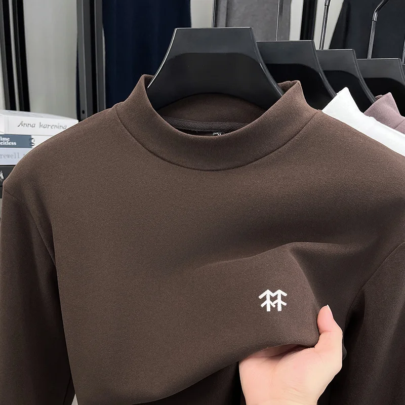 Spring Autumn Man Long-Sleeved T-Shirt Mock Neck Dralon Fabric Printing Korean-Style New Long Sleeves Leisure Exercise Men'sWear