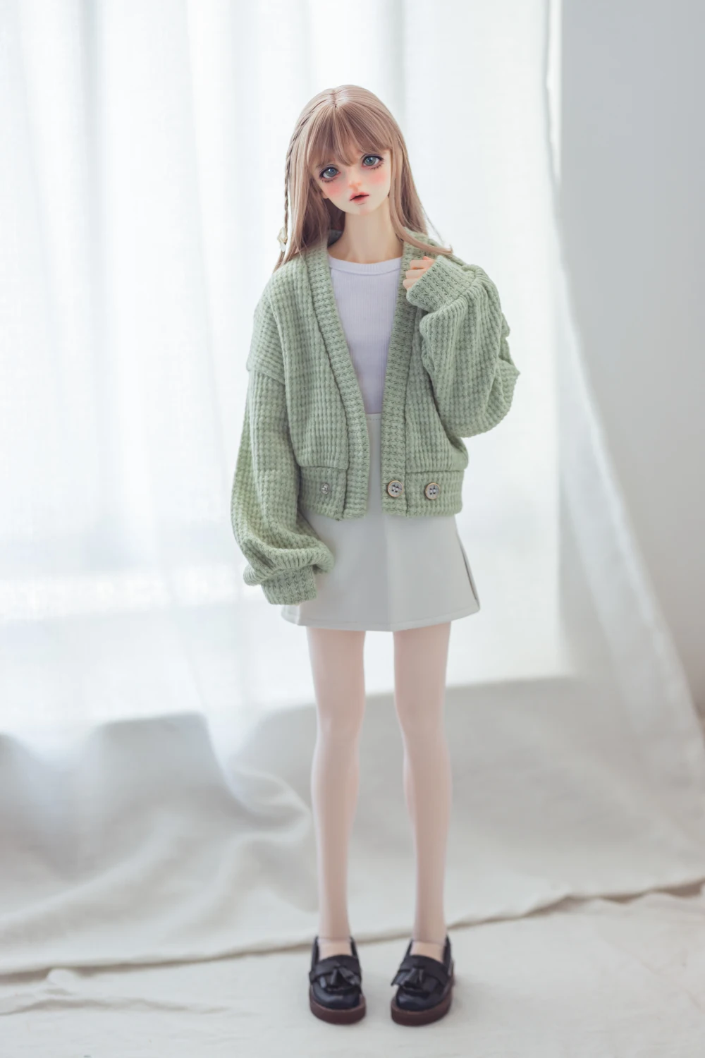 BJD Doll clothes suitable for 1/3 1/4 Uncle size loose cardigan bag hip skirt suit doll accessories