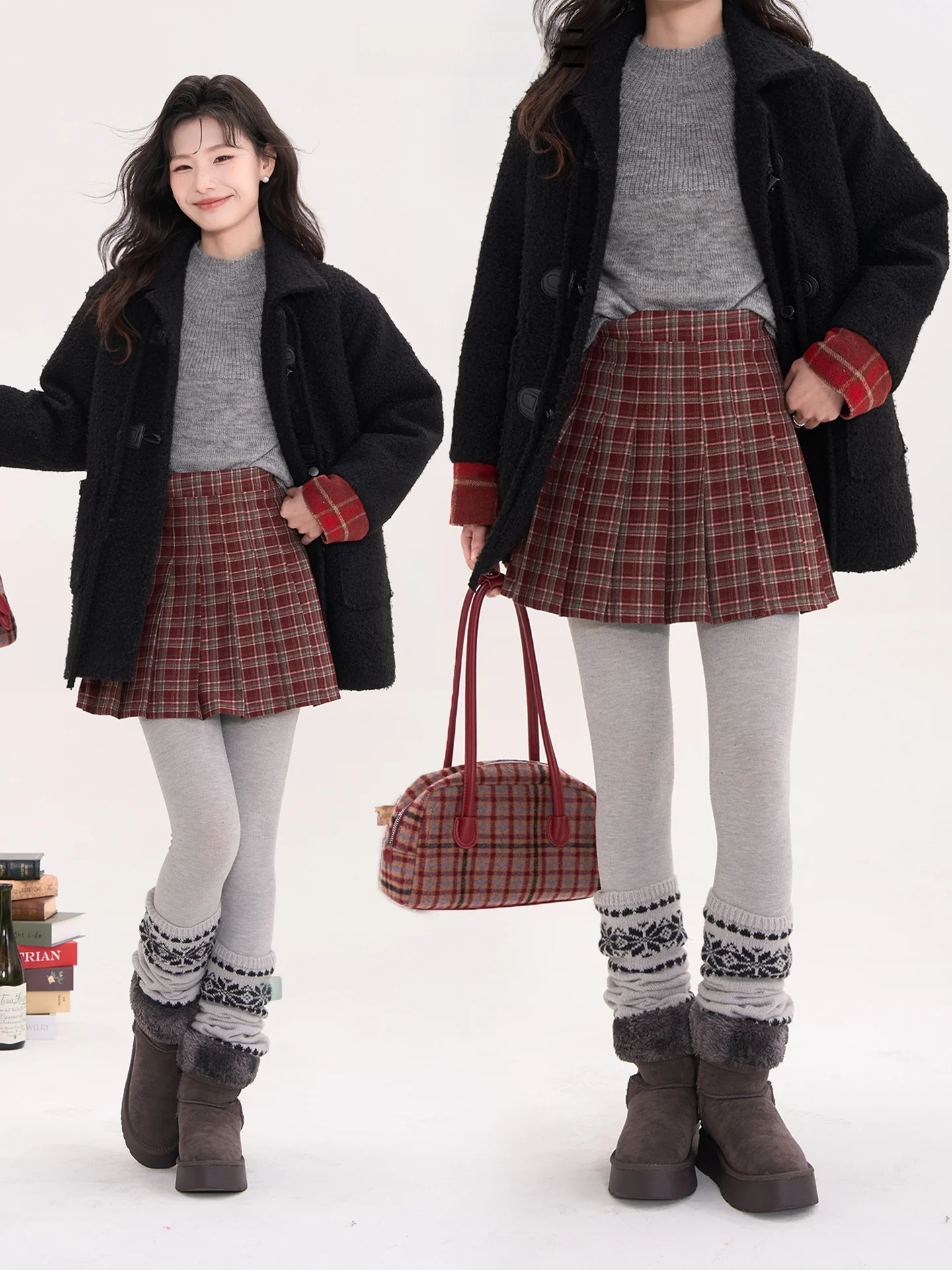 

Юбка А-силуэта с высокой талией, женская плиссированная шерстяная короткая юбка, зимняя повседневная модель с внутренней молнией