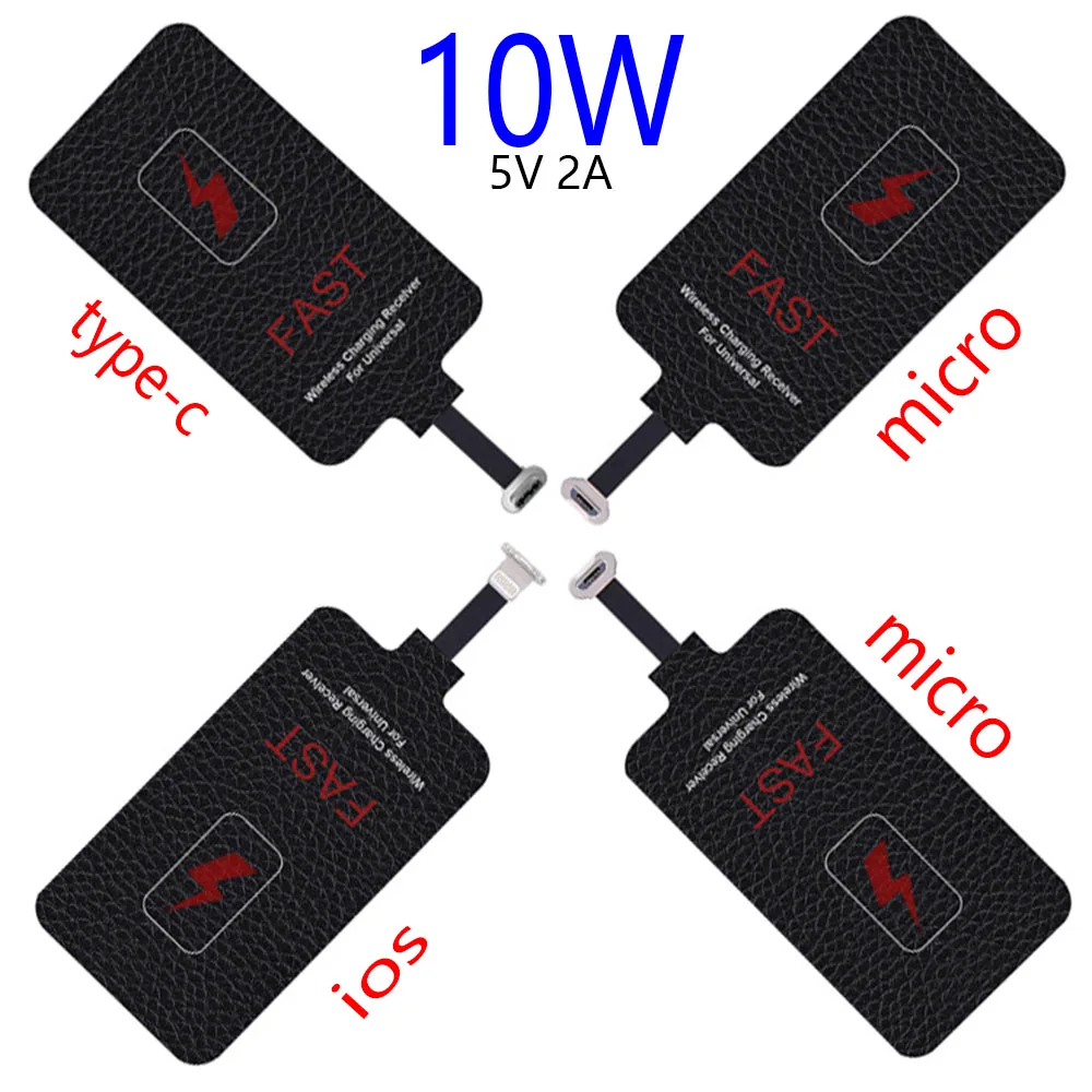 Max 10W 5V 2A Drahtloser Ladeempfänger Universal Typ-C Micro USB für iPhone 5 6 7 Samsung A53 5G Xiaomi