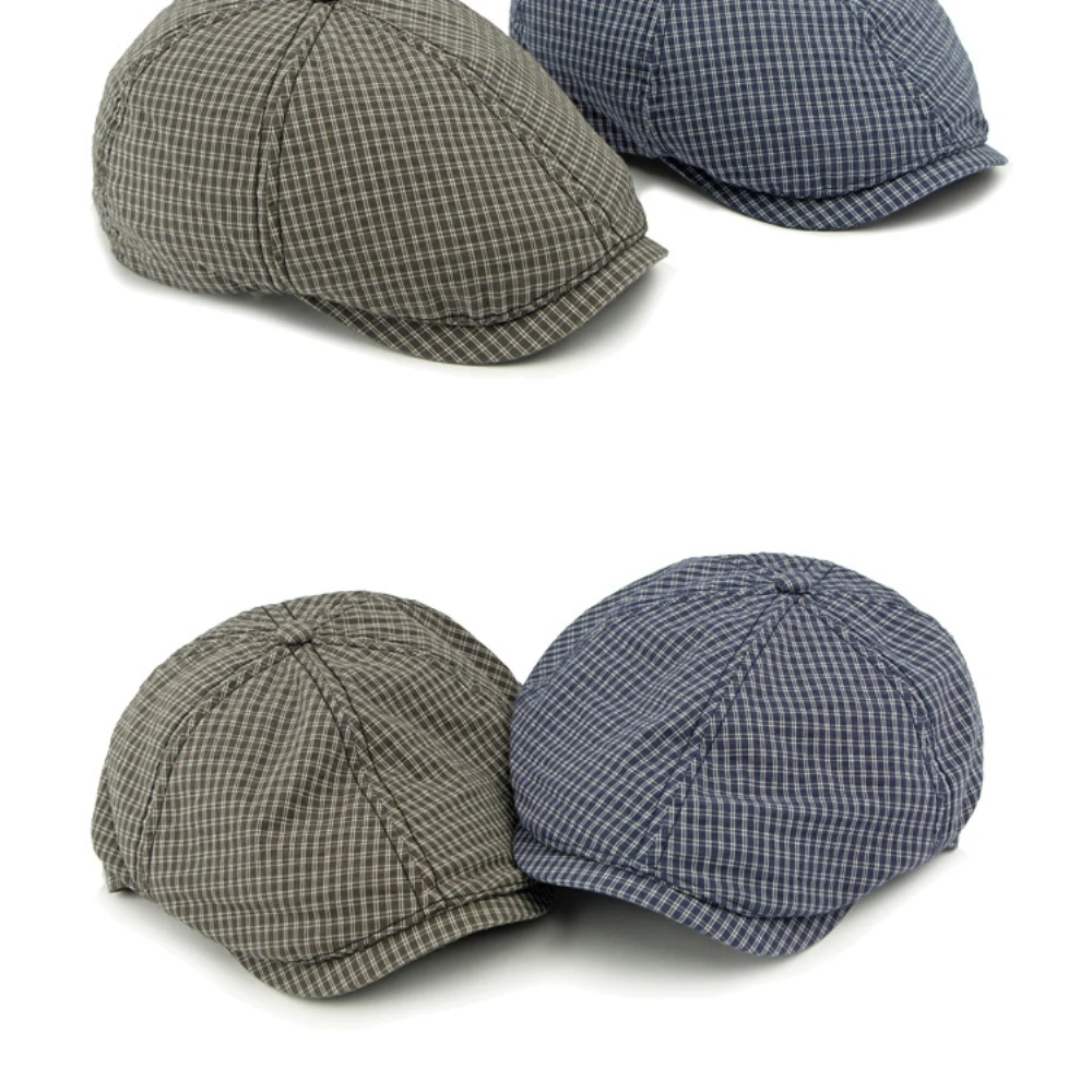 HT4798 Herren Berets Frauen Plaid Künstler Maler Baskenmütze Hut Männlich Weiblich Ivy Flache Kappen Einstellbar Frühling Herbst Achteckige Baskenmütze Kappen – Detail 4