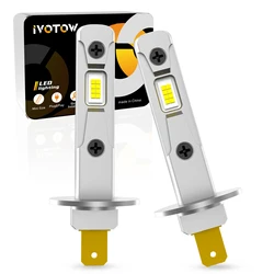 IVOTOW 2Pcs  Error Free H1 LED Bulb 1:1 Mini Size No Adapter Required For Car LED Head Light 6500K White 16 Pcs CSP 7035 Chips F