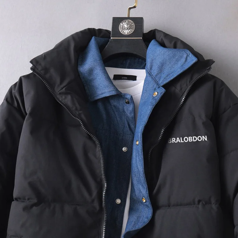 Bralobdon 2024 new down padded jacket with cotton jacket Letter men's down padded jacket with thick bread jacket for warmth