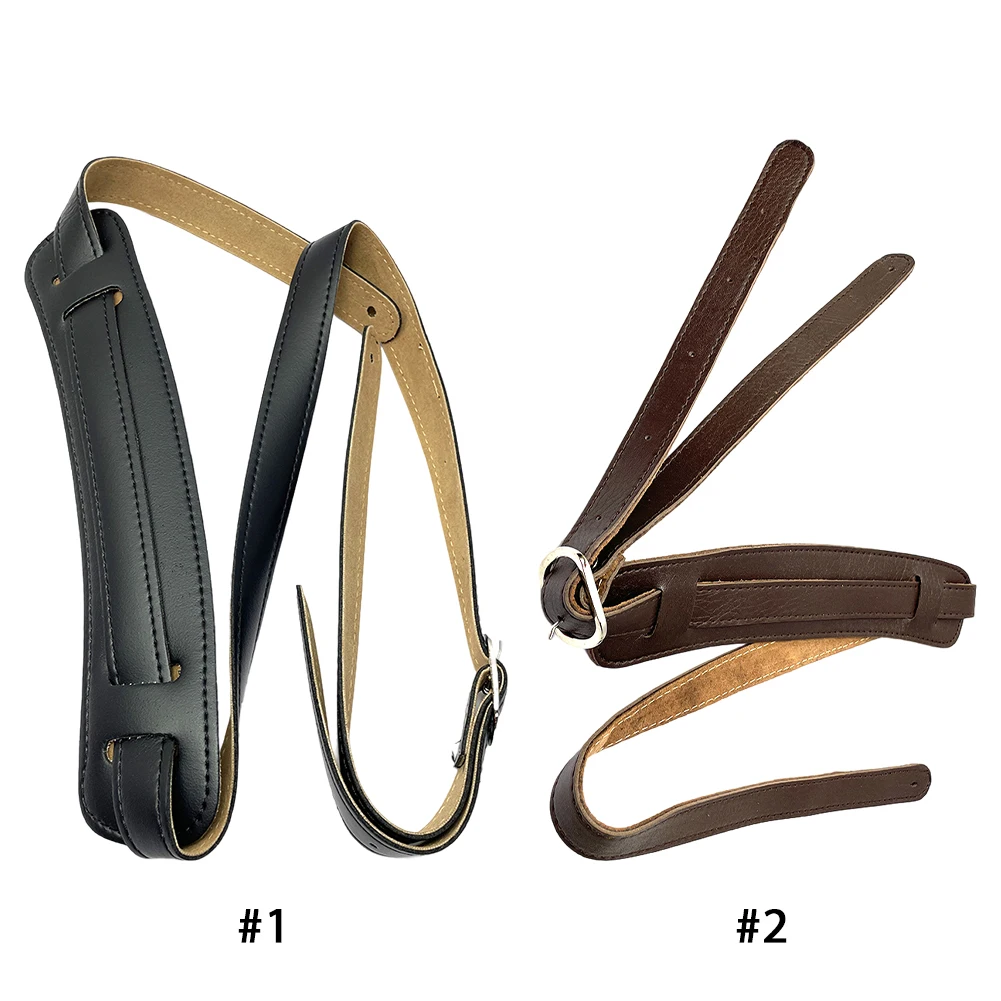 حزام مبطن من الجلد بطول قابل للتعديل حزام جيتار كهربائي مع مشبك معدني مع وسادة كتف لباس شعبي كهربائي صوتي #4