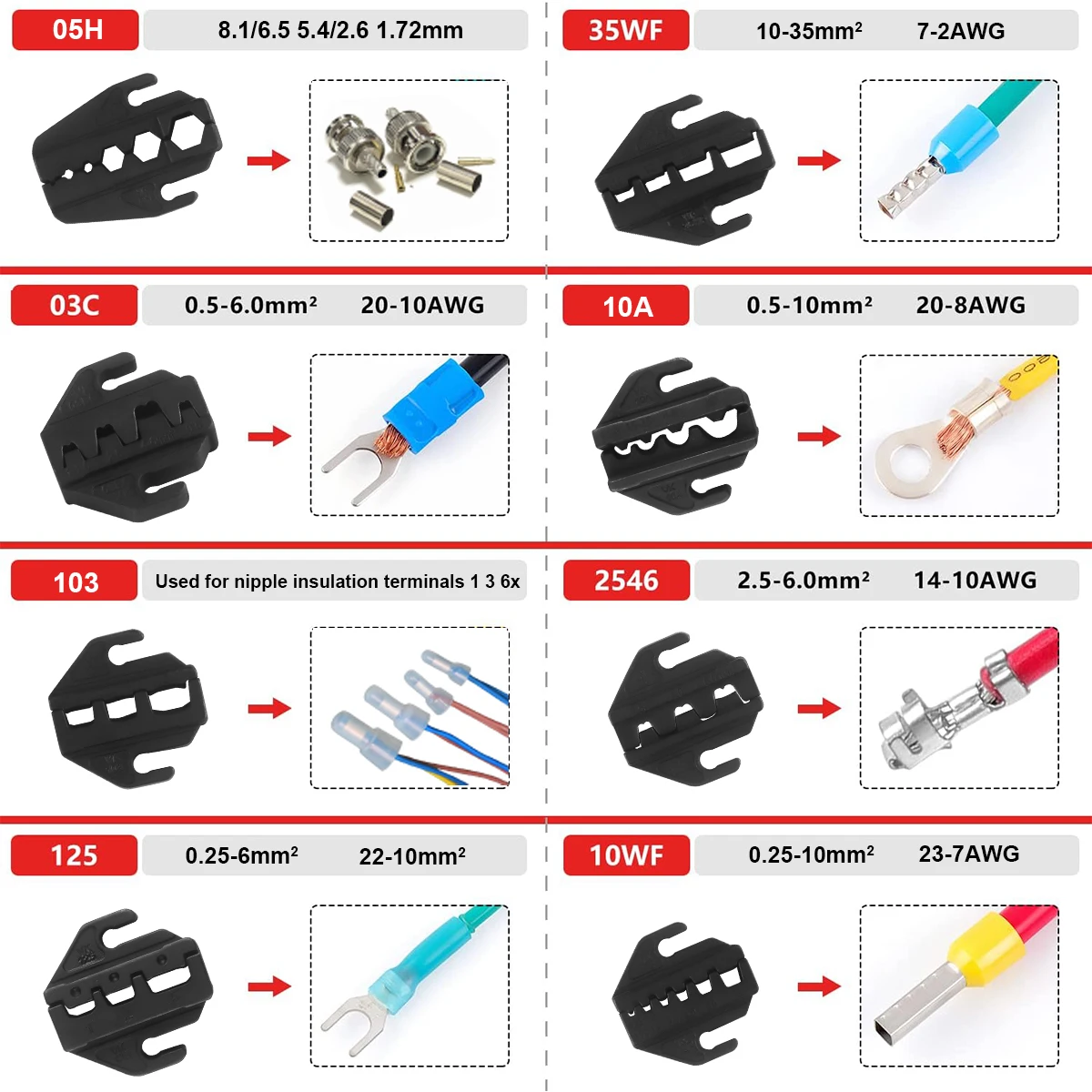 WOZOBUY Crimping Tool VK-40J Heat Shrink Crimping Tool Various Jaws for Ferrule Wire End,Open Barrel,Insulated and PV Conncetors