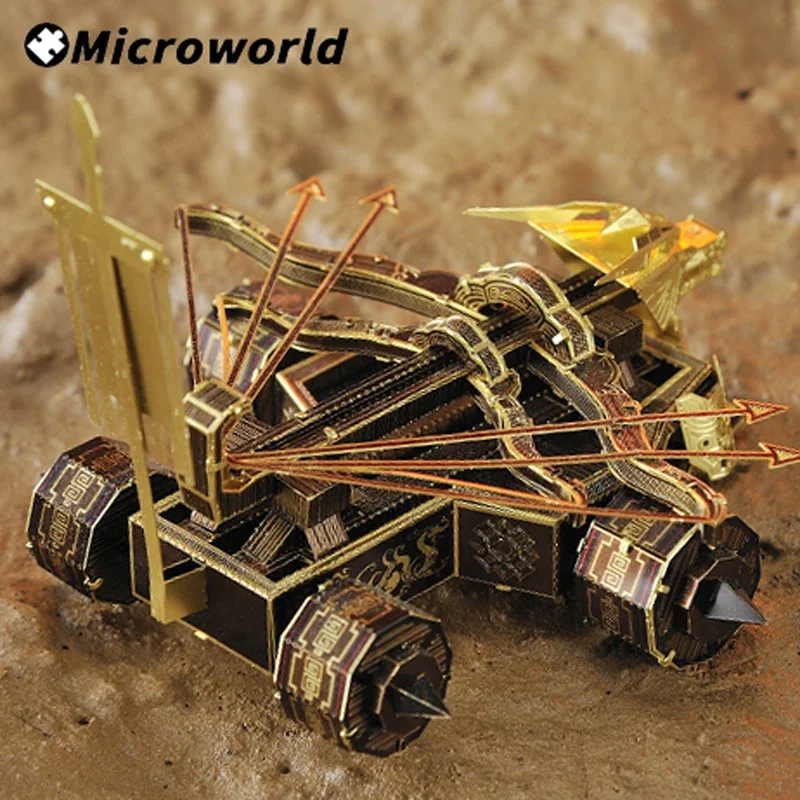 Microwereld 3D Metalen Styling Puzzel Spel Ballista Chariot Model Kits Lasersnijden DIY Jigsaw Speelgoed Verjaardagscadeau Voor Volwassenen Kinderen