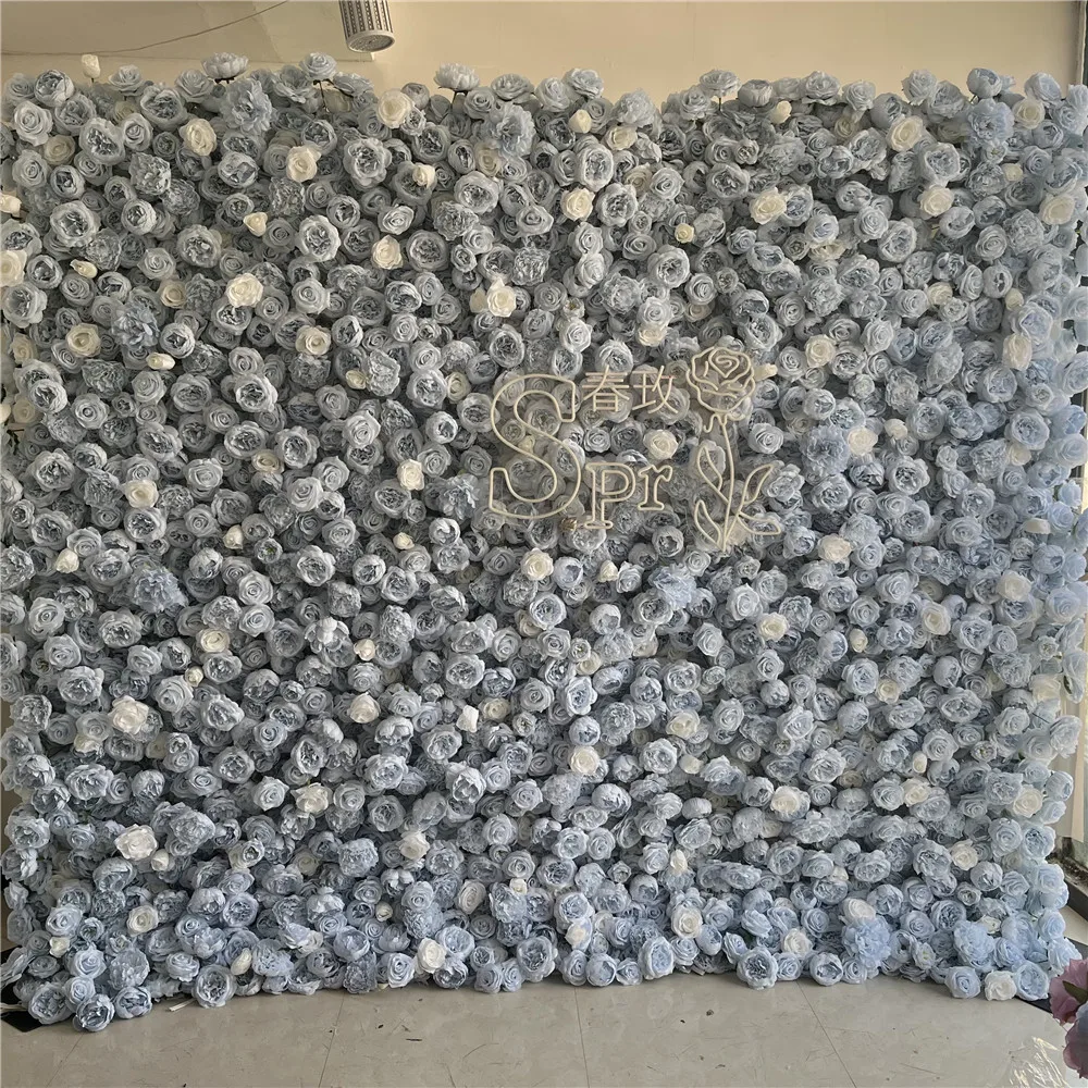 

SPR Rolled Flower Wall Silk Flower Cloth Silk Structure Material Wedding Stage Backdrop Artificial Flowers Wall for salon Wall D