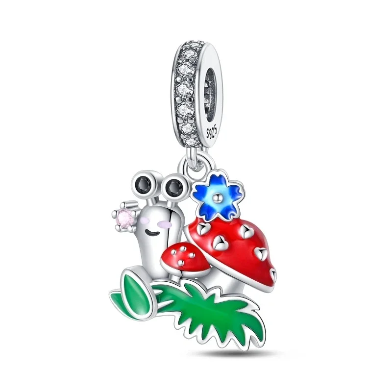 Original 925 Charms Sterling Silver Butterfly Bee Cicada Snail Clover Pendant for Pandora DIY Bracelet Ladies Jewelry Gift