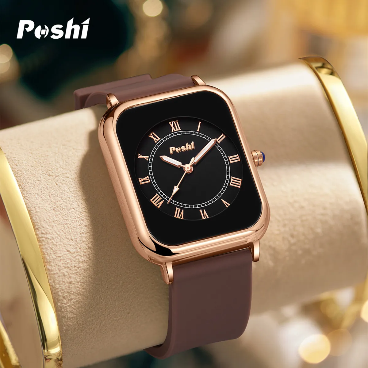 POSHI Original Quartz Wrist Watch for Women Simple Elegant Women\'s Watches Waterproof Silicone Strap Trend Fashion Style