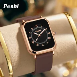 POSHI Original Quartz Wrist Watch for Women Simple Elegant Women's Watches Waterproof Silicone Strap Trend Fashion Style