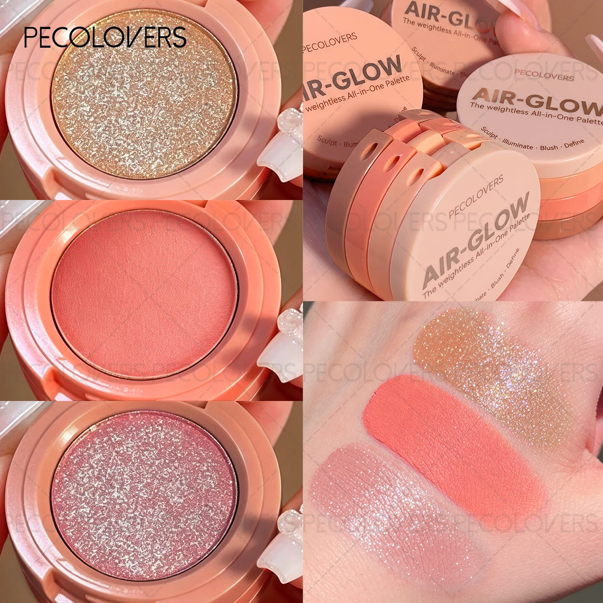 1PC Multi Layer Powder Blusher, Powder Blusher Highlight, Brighten Face, Waterproof and Durable, Multi-functional Cosmetics