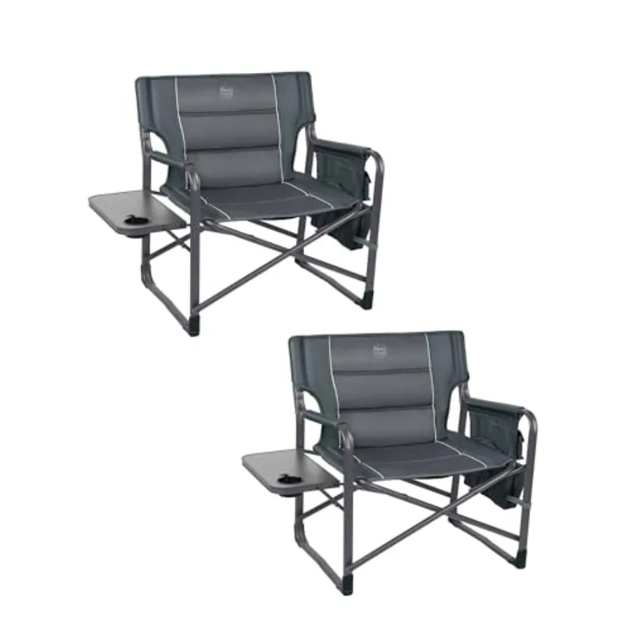 

Усиленное складное кресло XXL для кемпинга с откидным столиком и съемным боковым карманом, выдерживающее до 272 кг