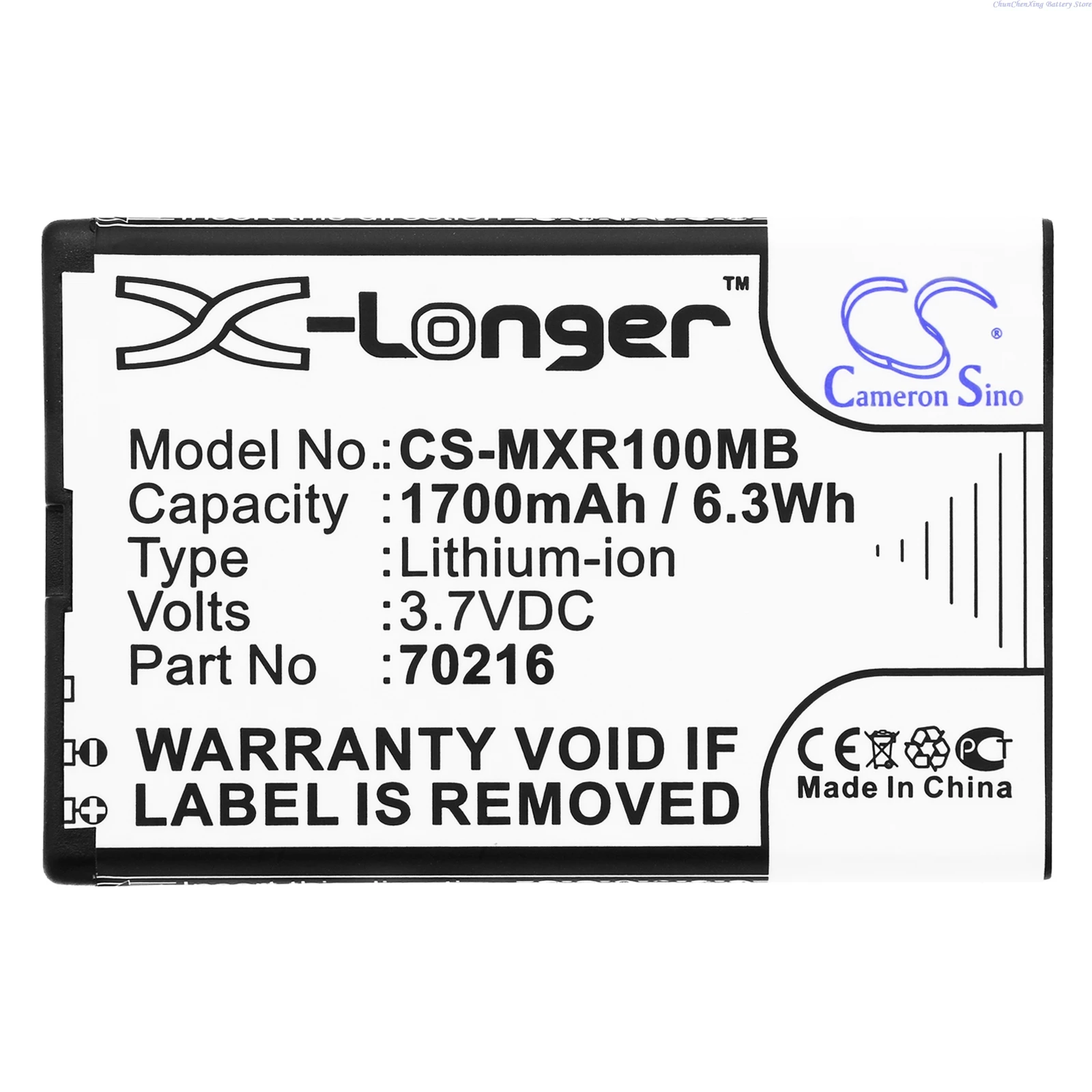 3,7 V 1700 mAh Akku R001710000 70216 für Snow Video Lupe, für MOBI DXR, DXR Touch