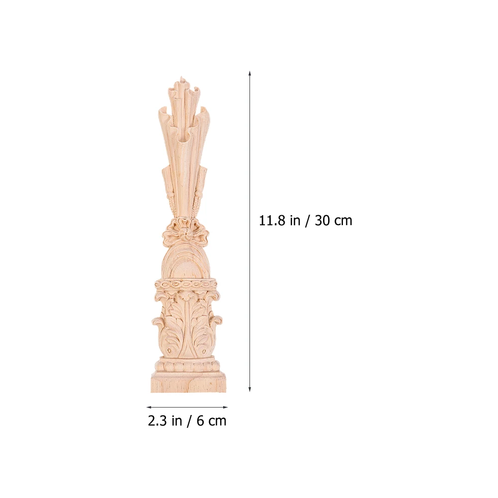 

2 Pcs Carved Stylus Head Decoration Decorations Retro Wood Accents Appliques Wooden Cabinet