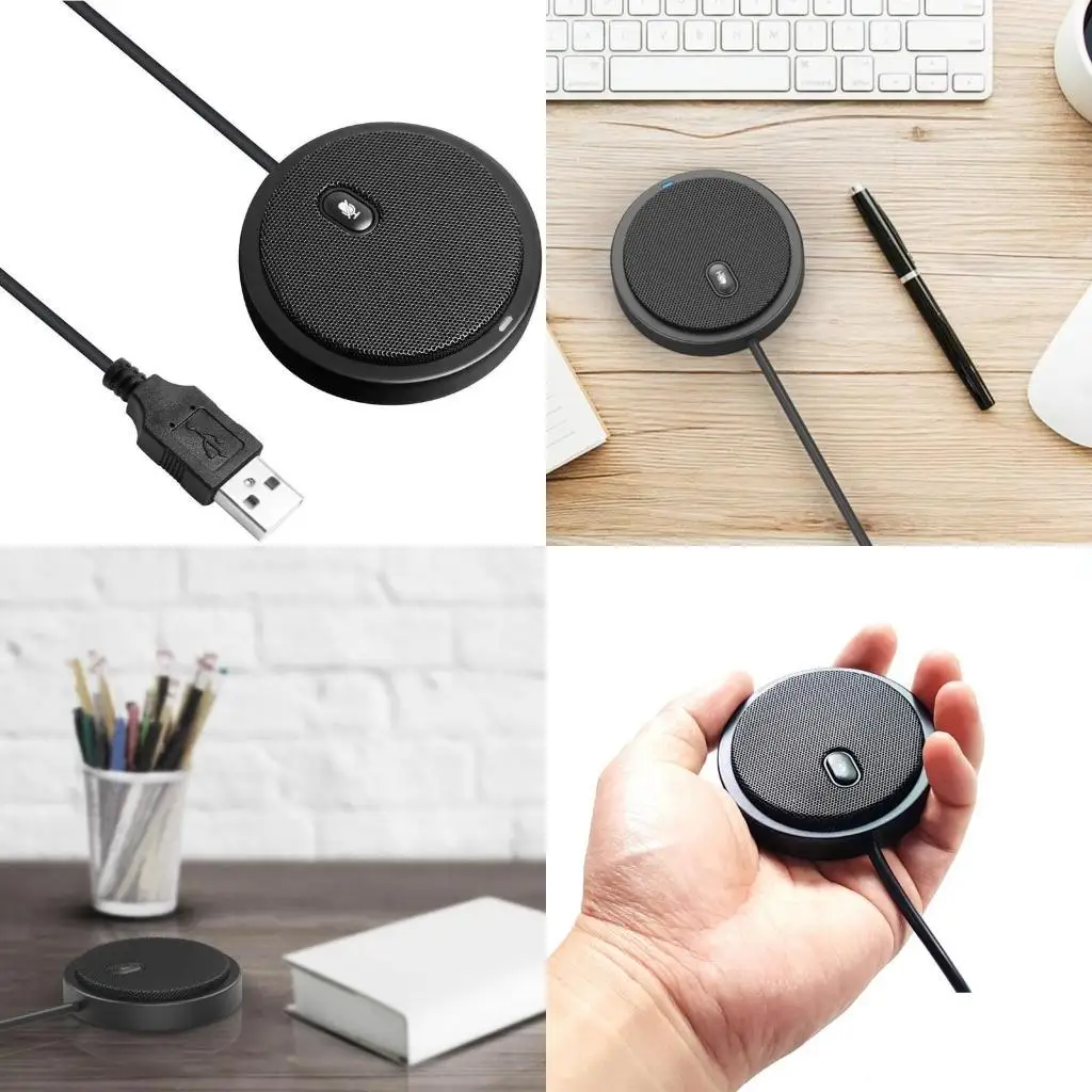 652F Desktop Conference Microphone with Omnidirectional Stereo for Online Class Court Reporter Plug for Play USB Webcast