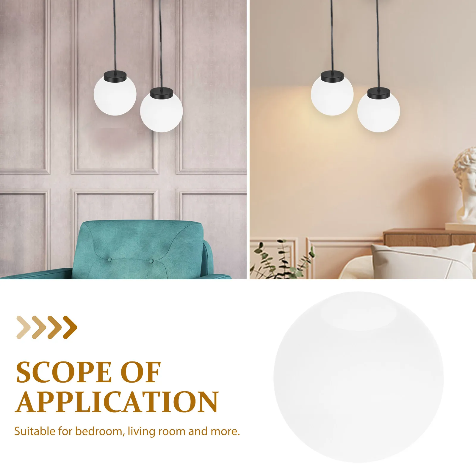 White Textured Glass Lampshade Spherical Modern Round Ceiling Lamp Shade Replacement Hanging Globe Pendant Light Cover for Home