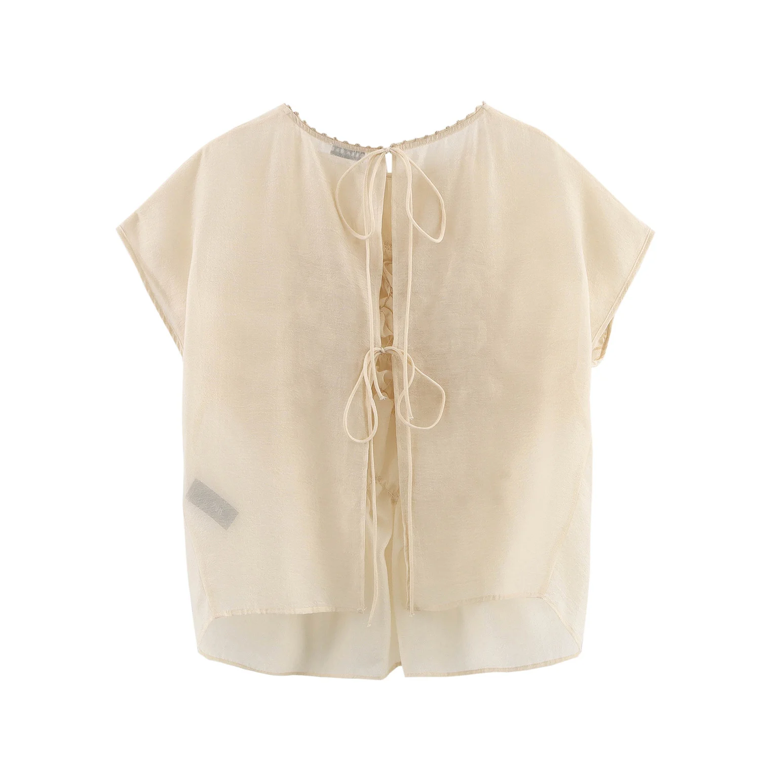 قميص صيفي جديد شبه شفاف من غزل الصلب ذو تصميم جميل ومطوي ثلاثي الأبعاد بأكمام قصيرة