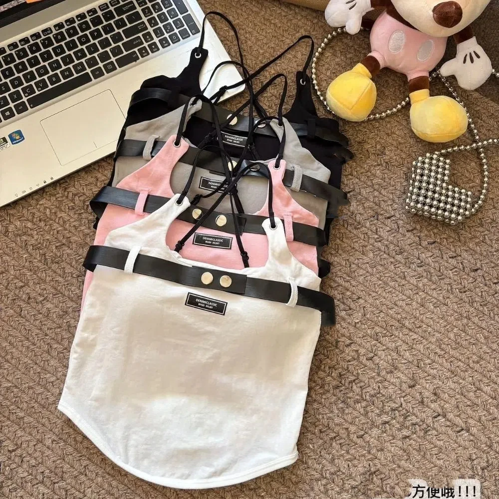 

Chest Pad Women's Halter Vest Y2K Aesthetic Slim Girl Youth Tank Top with Chest Pad Cool Hot Girl Crop Tops For Summer