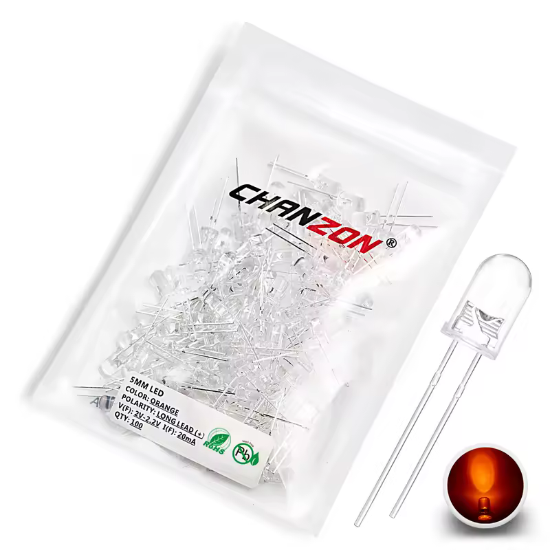100pcs 5mm LED Diode Ultra Bright Warm White Red Green Blue UV Purple Yellow Orange Pink Multicolor 2V 3V Emitting Assortedt Set - Image 9