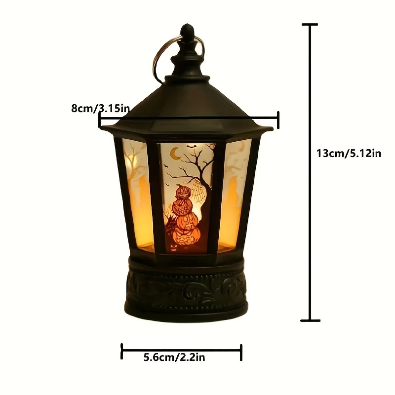 1pc Halloween Pumpkin Lantern LED Electronic Candle Easter Party Layout Decoration Ornaments Pagoda Wind Lamp Hanging