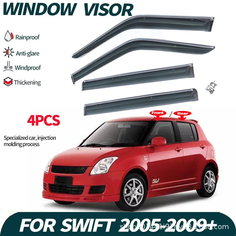 Suzuki Swift rs 2005-2009 Window visor Wind & Rain Deflectors No-Drill Design