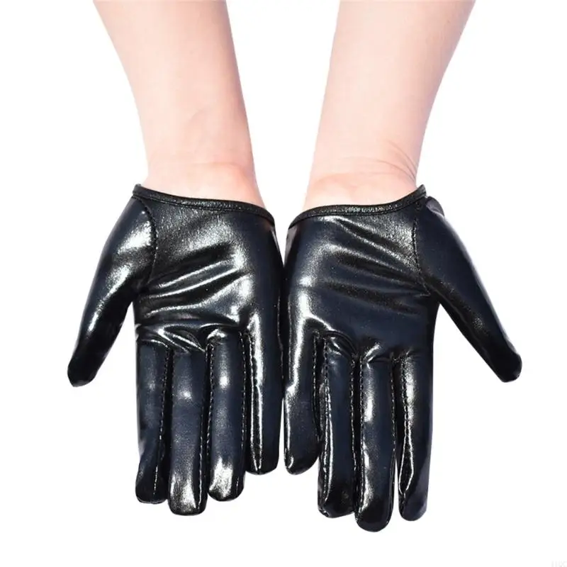 Modern Half Palms Gloves Glossy Enamel Leather Short Gloves Handwear For Parties 